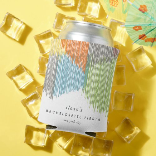Rainbow Modern Fringe Bachelorette Party Can Cooler