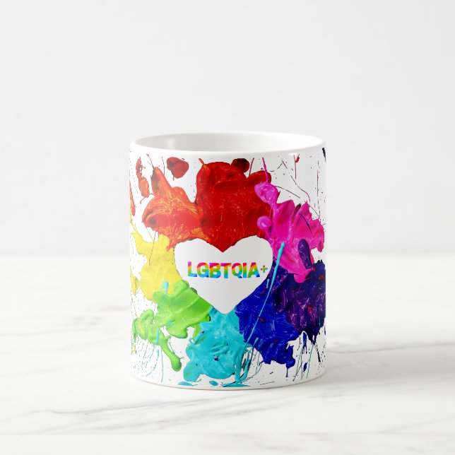 Rainbow Modern Stripe LGBT Coffee Mug (Center)