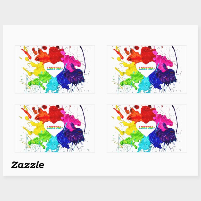 Rainbow Modern Stripe LGBT Rectangular Sticker (Sheet)