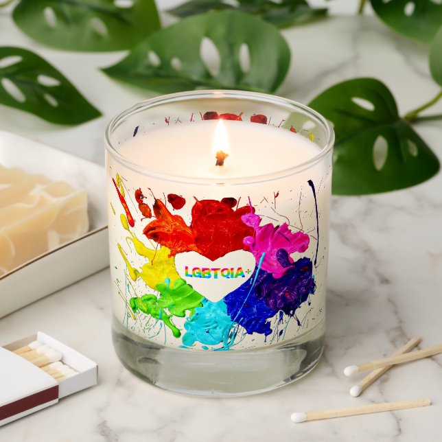Rainbow Modern Stripe LGBT Scented Candle (Lit)