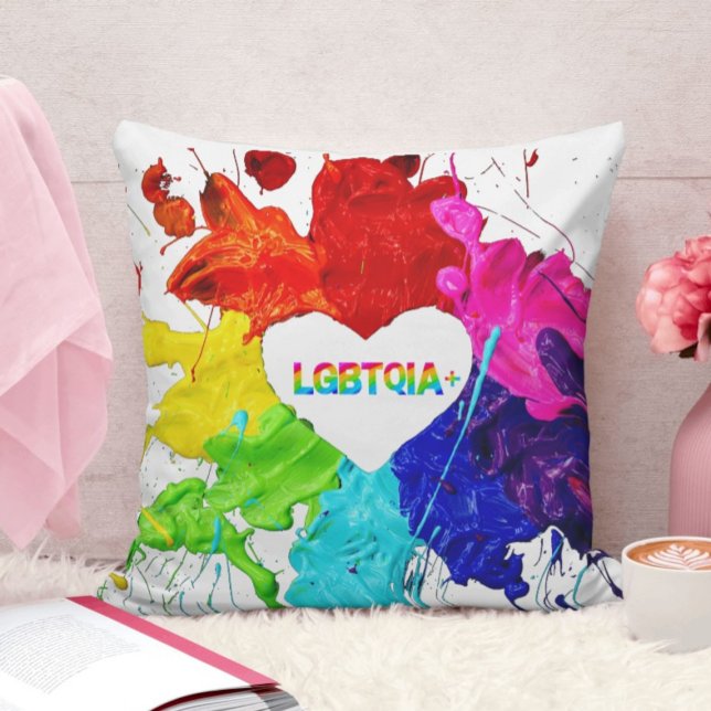 Rainbow Modern Stripe LGBT Throw Pillow (Creator Uploaded)