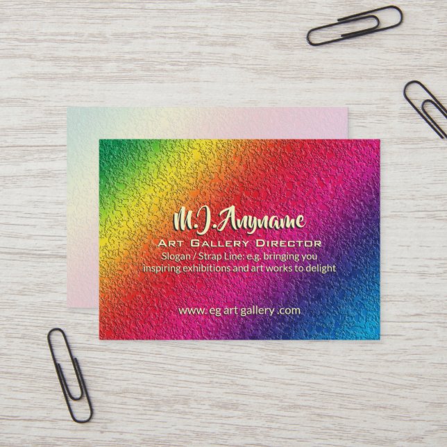 Rainbow Molten Glass Splatter Effect Business Card (Front/Back In Situ)