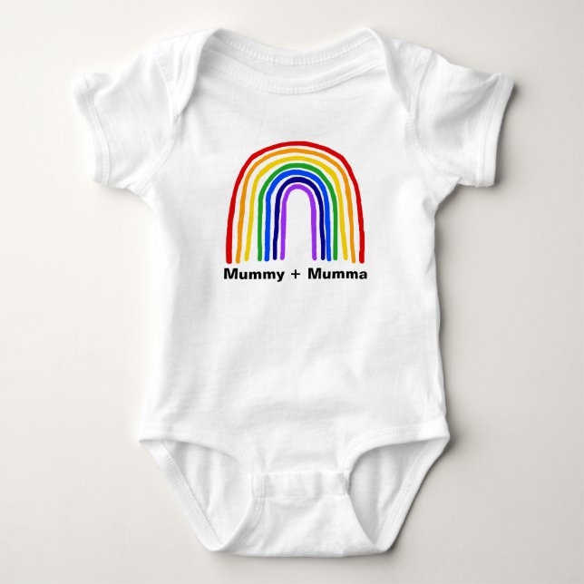 Rainbow Mommy + Mumma baby bodysuit (Front)