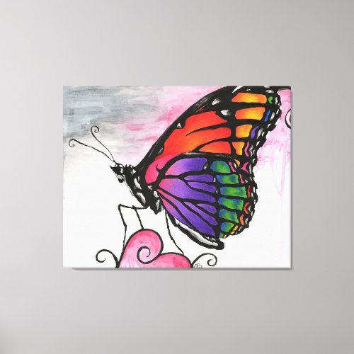 Rainbow Monarch Butterfly Original Fantasy Art Canvas Print