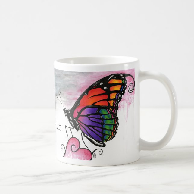 Rainbow Monarch Butterfly Original Fantasy Art Coffee Mug (Right)