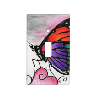 Rainbow Monarch Butterfly Original Fantasy Art Light Switch Cover