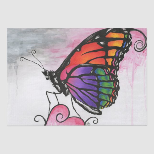 Rainbow Monarch Butterfly Original Fantasy Art Tissue Paper (Front)