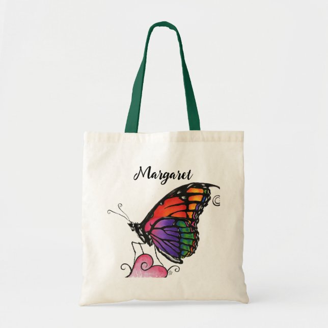 Rainbow Monarch Butterfly Original Fantasy Art Tote Bag (Front)