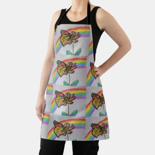 Rainbow Monarch Butterfly Painting Apron