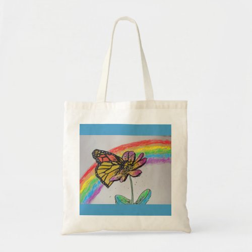 Rainbow Monarch Butterfly Painting Tote Bag