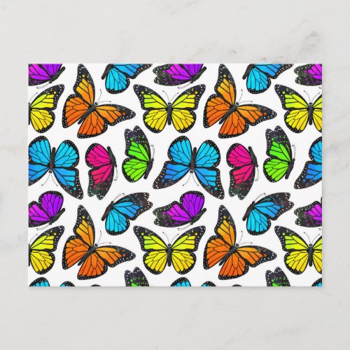 Rainbow Monarch Butterfly Pattern Postcard