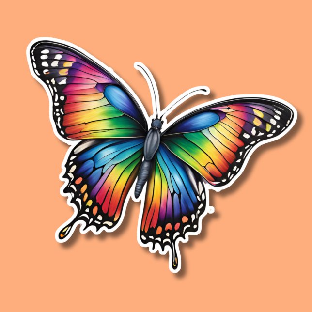 Rainbow Monarch Butterfly Waterproof  Sticker (Creator Uploaded)