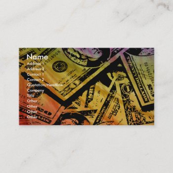 Rainbow Money Business/profile Card2 Business Card by calroofer at Zazzle