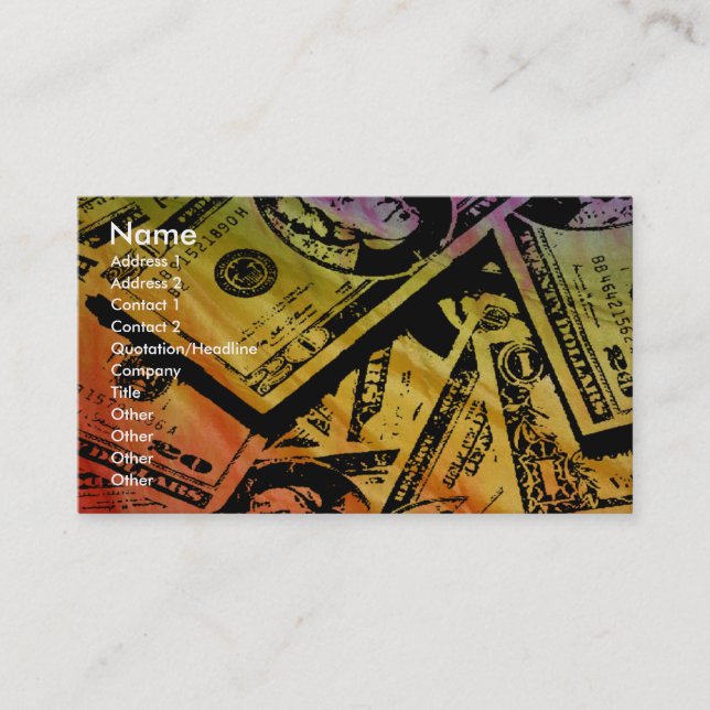 Rainbow Money Business/Profile Card2 Business Card (Front)