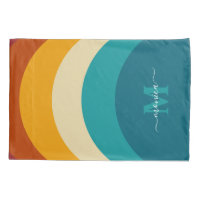 Rainbow Monogram Custom Name Retro Sunset Stripe