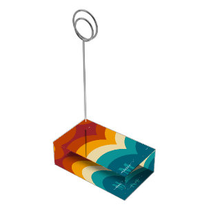 Rainbow Monogram Custom Name Retro Sunset Stripe Place Card Holder