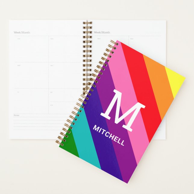 Rainbow Monogram Name 8 Stripe Organizer (Display)