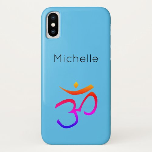 Rainbow Monogram Om Symbol Namaste iPhone X Case