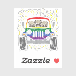 Rainbow Monster Truck Pug Dog Gay Pride LGBT Anima Sticker