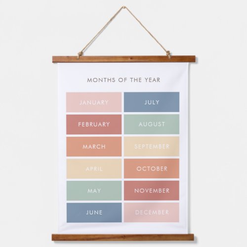 Rainbow Months of the Year Classroom Hanging Tapestry