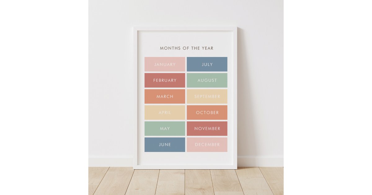 Rainbow Months of the Year Classroom Poster | Zazzle