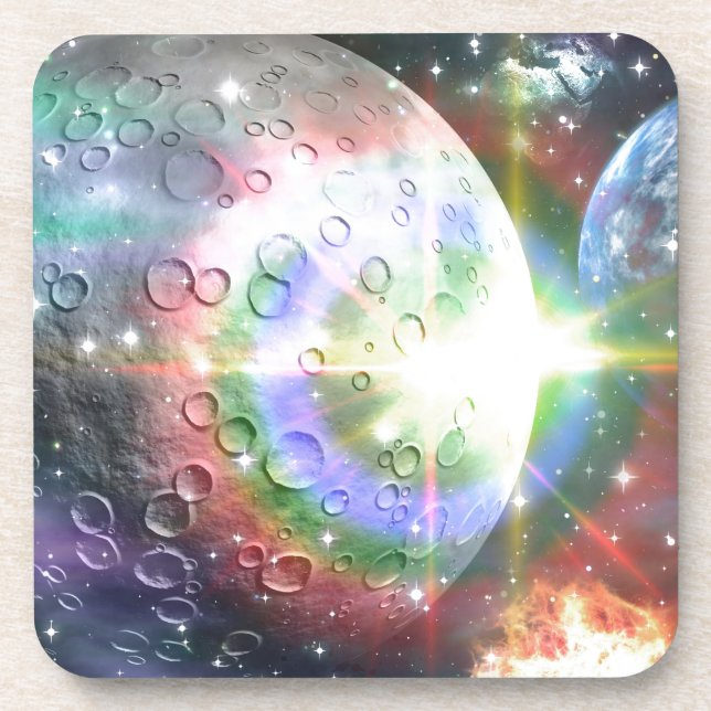rainbow moon drink coaster (Front)