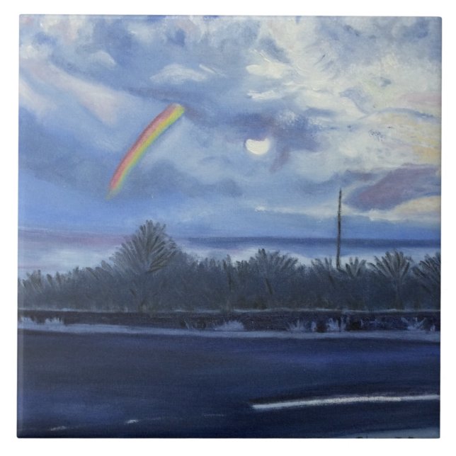 Rainbow Moon Flagler Beach, Fl Ceramic Tile, 6x6" Tile (Front)