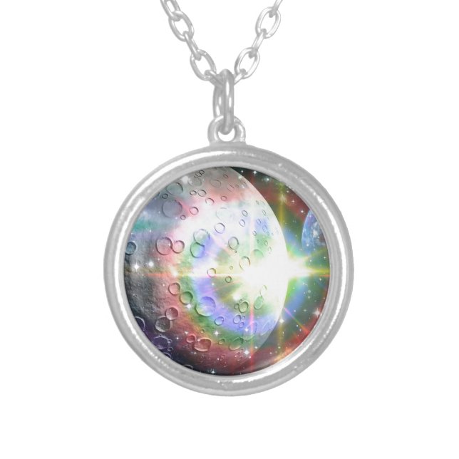 rainbow moon silver plated necklace (Front)