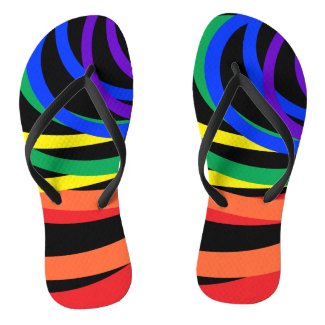 Rainbow Moons Abstract Color Pattern Flip Flops