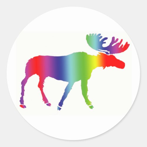 Rainbow Moose Classic Round Sticker