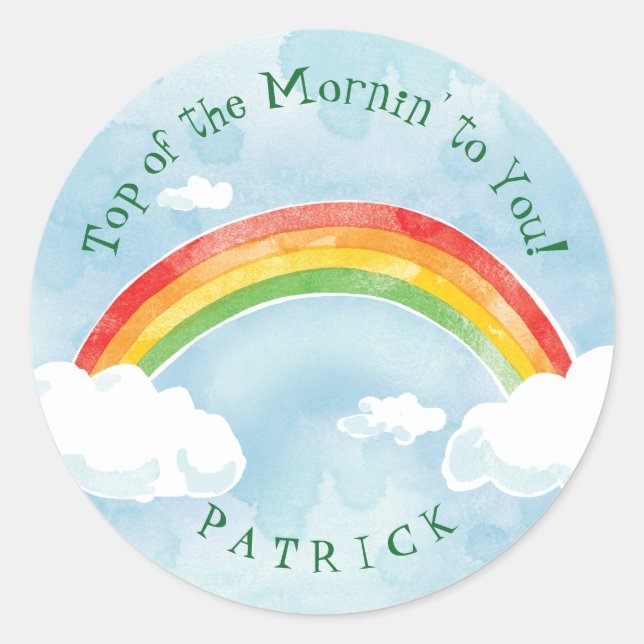 Rainbow Mornin' Add Name Classic Round Sticker (Front)