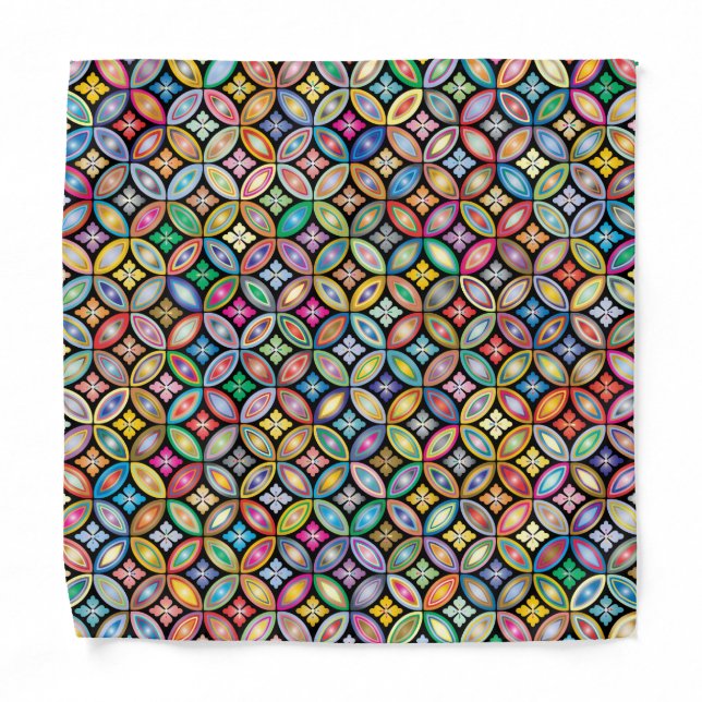 Rainbow Moroccan Tiles Indian Pocket Square Bandana (Front)