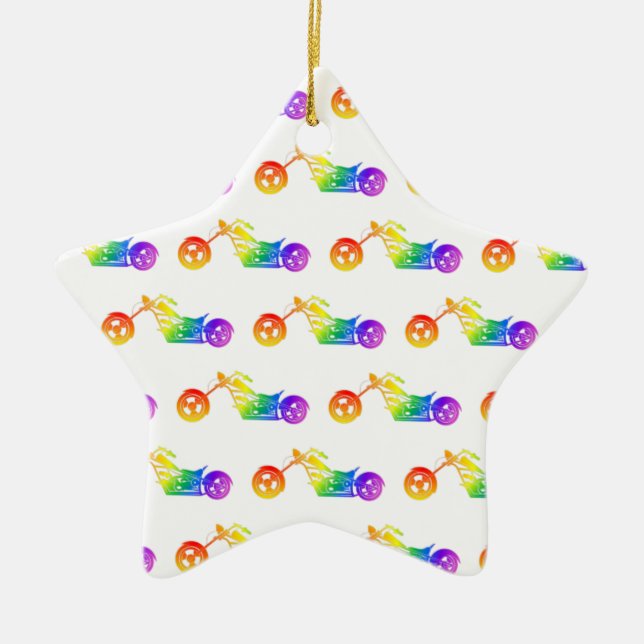 Rainbow Mortocycle Ceramic Ornament (Front)