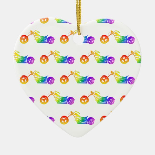 Rainbow Mortocycle Ceramic Ornament (Front)