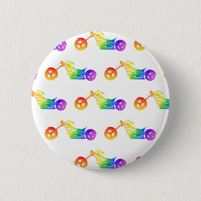 Rainbow Mortocycle Pinback Button (Front)