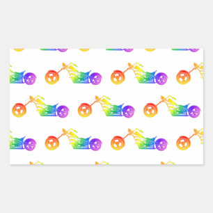 Rainbow Mortocycle Rectangular Sticker