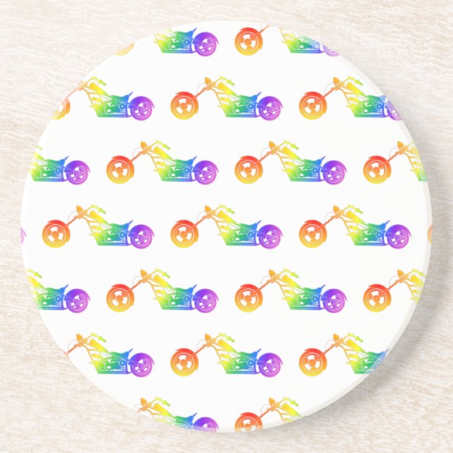 Rainbow Mortocycle Sandstone Coaster (Front)