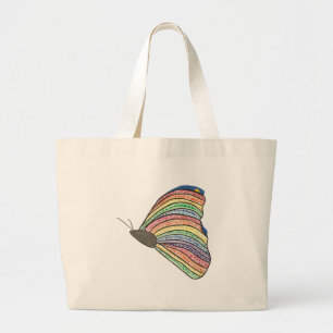Rainbow Mosaic Butterfly Canvas Tote Bags