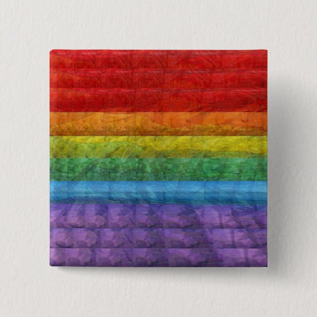 Rainbow Mosaic Gay Pride Flag Button (Front)