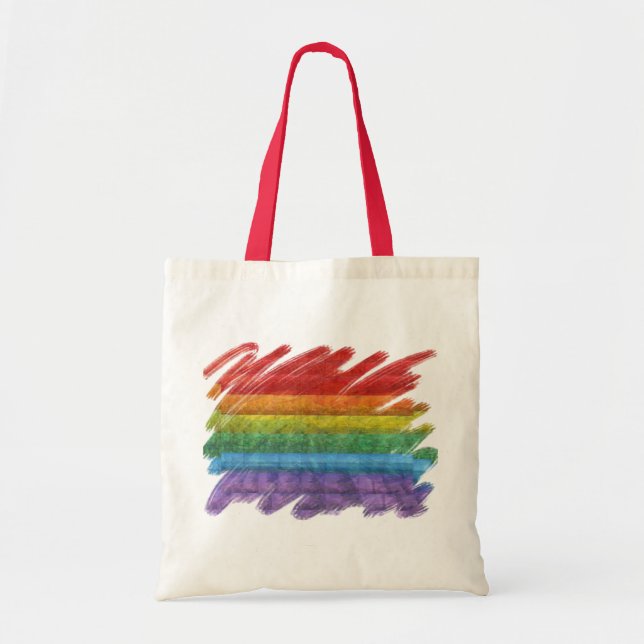 Rainbow Mosaic Gay Pride Flag (Paintbrush) Tote Bag (Front)