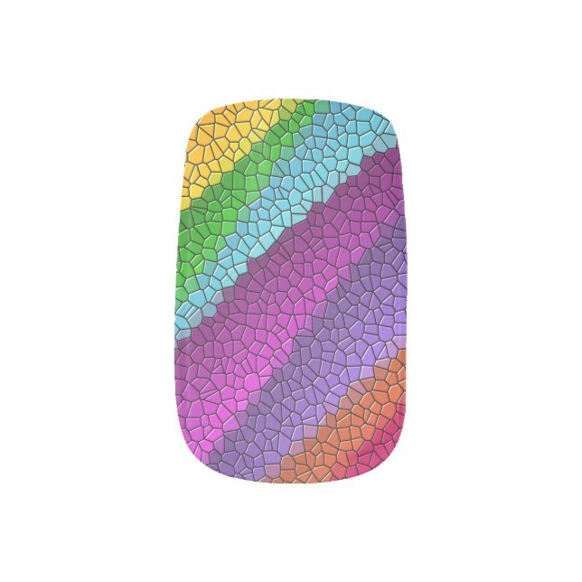 rainbow mosaic minx nail art (Left Thumb)