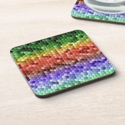 Rainbow Mosaic Pattern Beverage Coaster