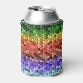 Rainbow Mosaic Pattern Can Cooler by MissMatching at Zazzle
