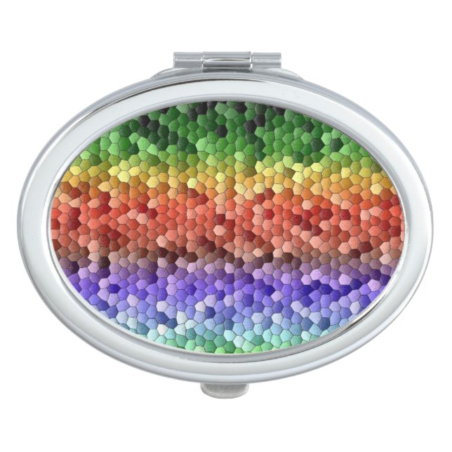 Rainbow Mosaic Pattern Compact Mirror (Front)