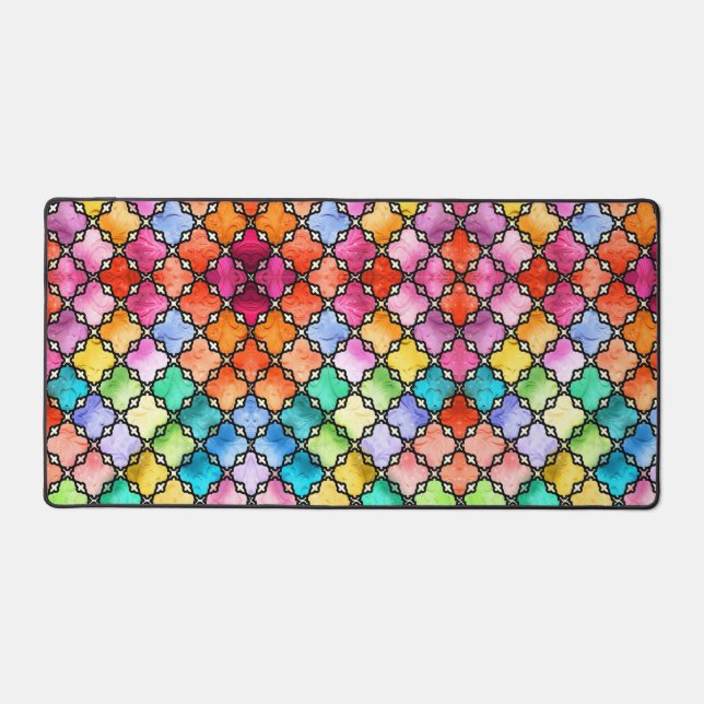 Rainbow mosaic pattern desk mat (Front)