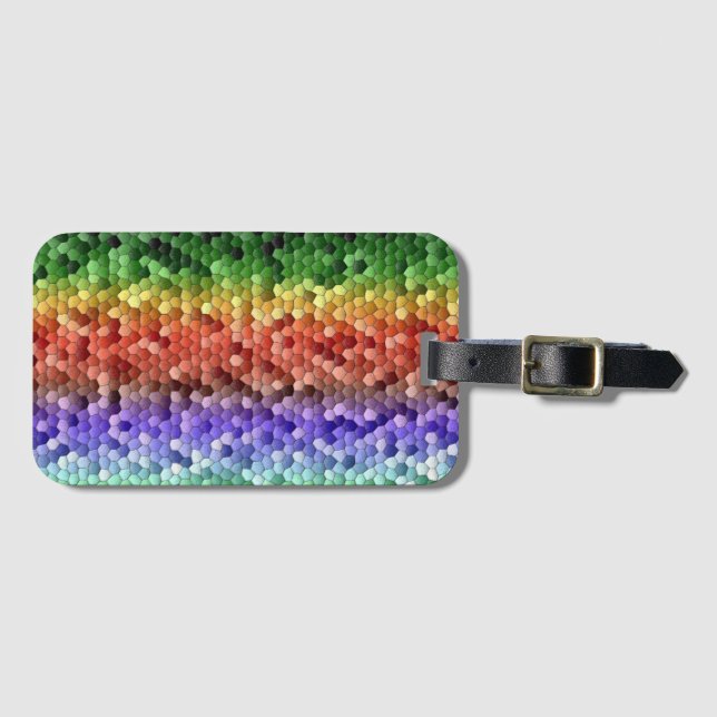 Rainbow Mosaic Pattern Luggage Tag (Front Horizontal)