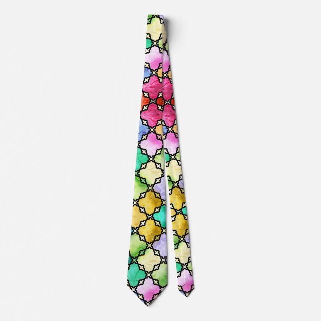 Rainbow mosaic pattern neck tie (Front)