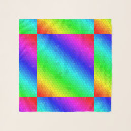 Rainbow mosaic pattern square light chiffon scarf