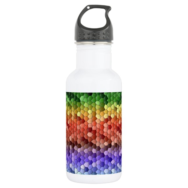 Rainbow Mosaic Pattern Stainless Steel Water Bottle (Front)