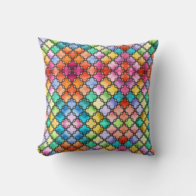 Rainbow mosaic pattern throw pillow (Front)